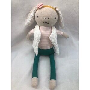 Pillowfort Bunny Rabbit Plush 18" Stuffed Animal Vest Pink Stripe Floppy Ears